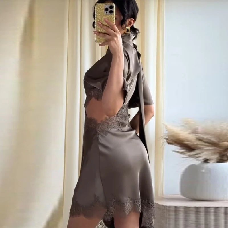 SOERA Bianca Cut Out Satin Mini Dress - Dresses - 1005011887169747-;sQ1775670871074553055 M