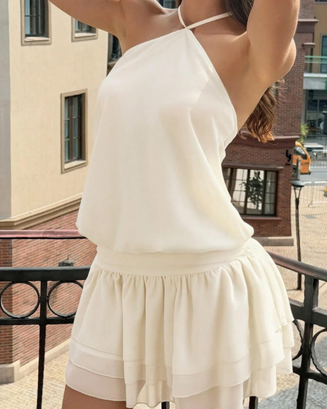 SOERA Floriana Open-Back Halter Mini Dress - Dresses -  Ivory L
