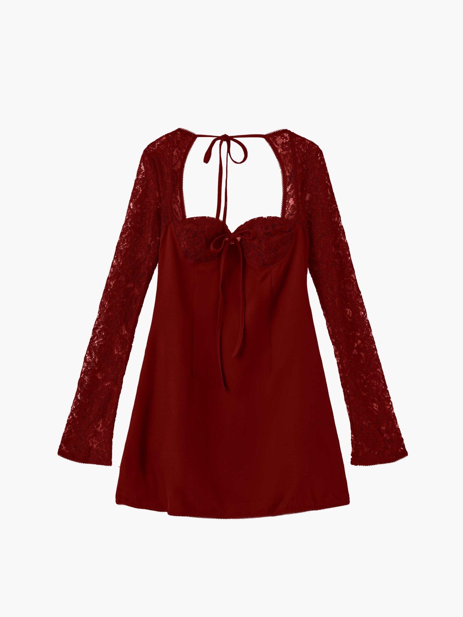 SOERA Louise mini dress with lace details - Dresses - DWOD4-HT169011 red XS
