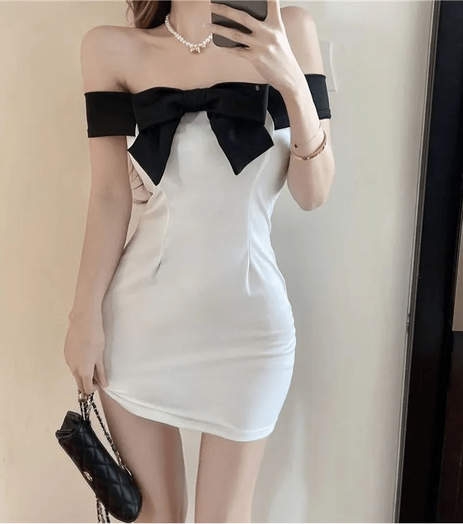 SOERA Micky Off-Shoulder Mini Dress with Bow - Dresses - SOERA-018883-WHI-S-22307 White S