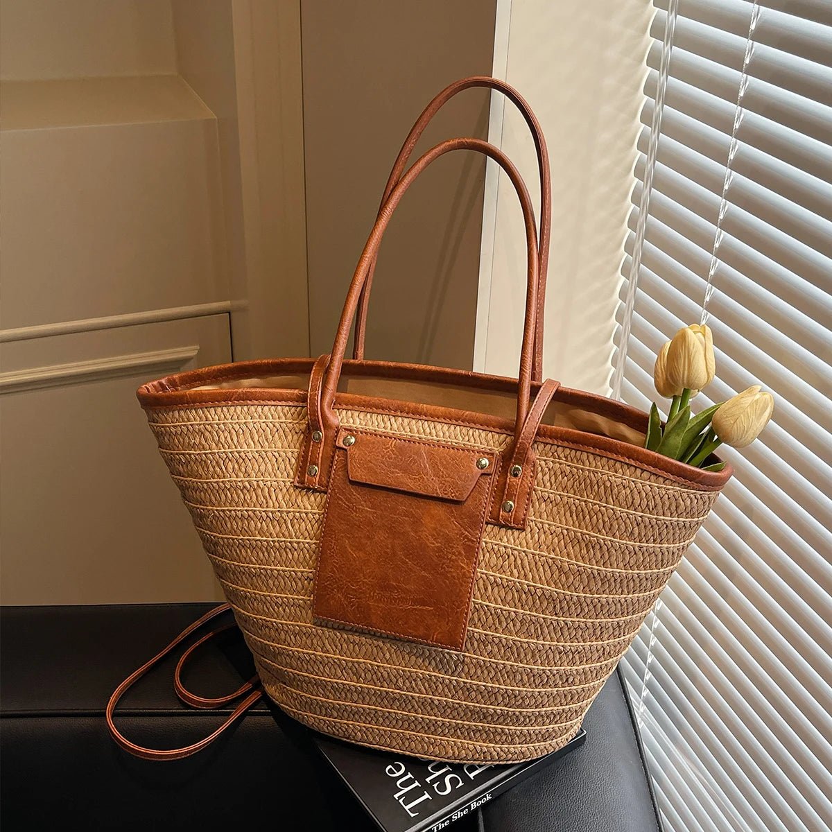 SOERA Beatrice Forest Woven Single - Shoulder Tote - Handbags -  Brown