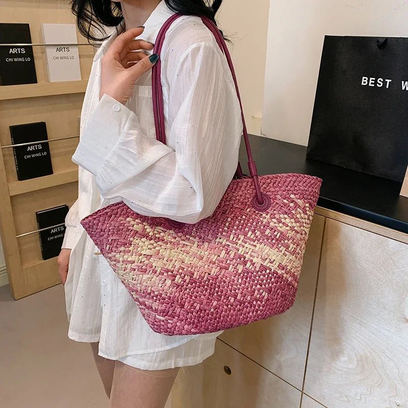 SOERA Camille French Straw Tote Bag - Handbags -  Purple