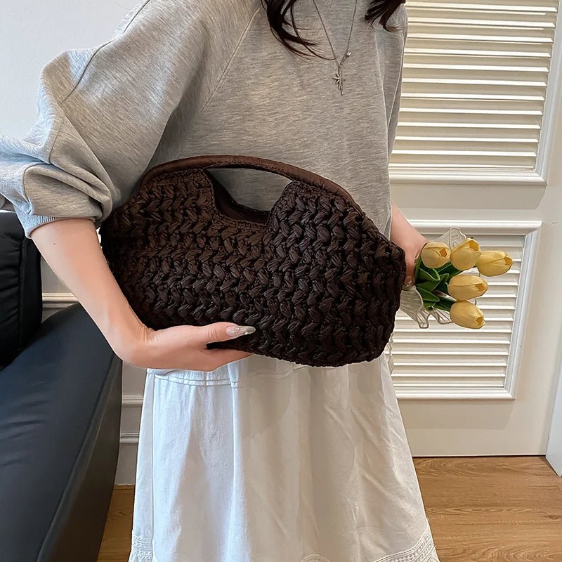 SOERA Danica Woven Rattan Tote - Handbags -  Coffee