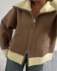 Laura Contrast Zip-Up Cardigan
