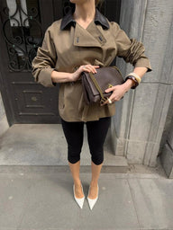 Monica Contrast Collar Belted Trench Coat
