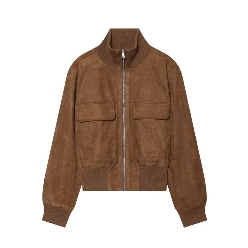 SOERA Natalie Faux Suede Bomber Jacket - Jacket -  White XS