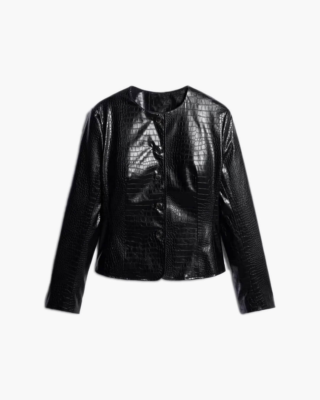 SOERA Sandra Croc Embossed Faux Leather Jacket - Jacket - SOERA-971523-BLA-S-60067 Black S