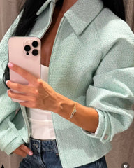 Sarah Tweed Zip Cropped Jacket