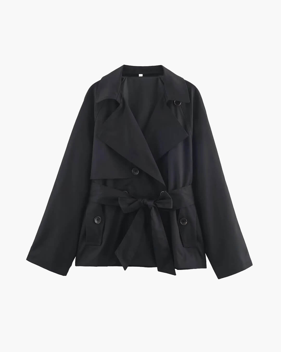 SOERA Alianna Belted Short Trench Coat - Jackets - 1005010525106371-;Gi1773466489348623332 Black S