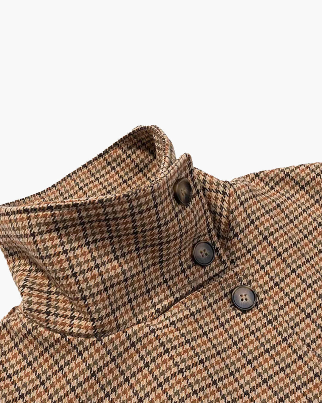 SOERA Ava Funnel Neck Houndstooth Short Jacket - Jackets - SOERA-100995-KHA-M-82115 M