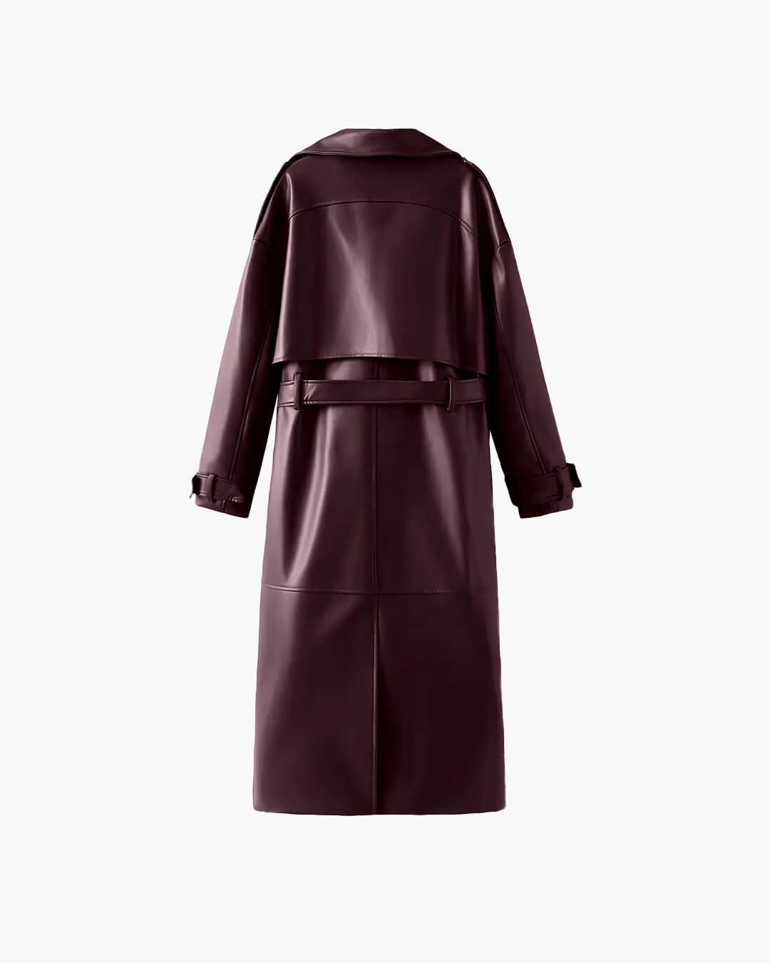 SOERA Cassy Faux Leather Maxi Trench Coat - Jackets - AV1764442362183661000 Burgundy L