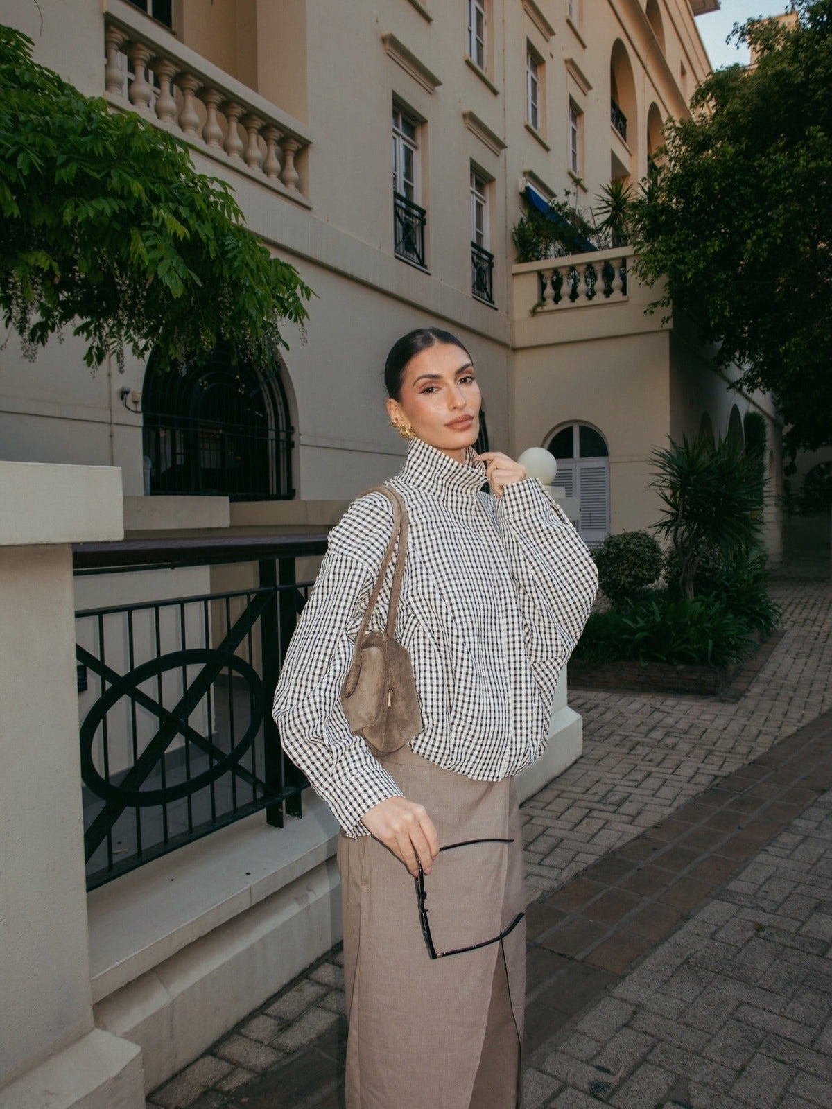 Margot ternet funnel neck-jakke