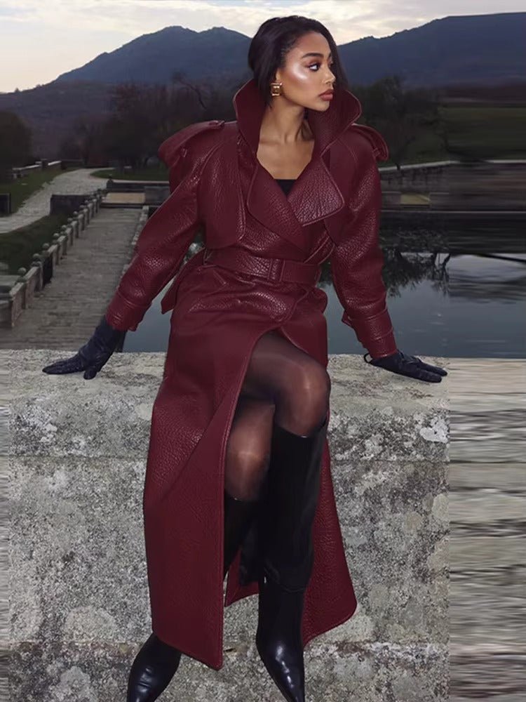 SOERA Danica Long Leather Jacket - Jackets -  Burgundy M