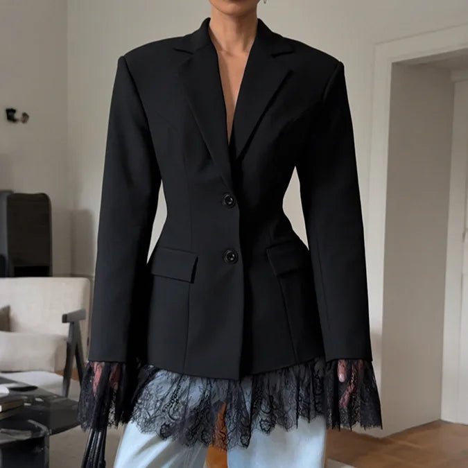SOERA Joanna Blazer with lace details - Jackets - 1005010550660881-;Fo1768905117858650035 Black M