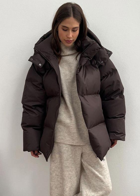 SOERA Leila Detachable Hood Puffer Jacket - Jackets - CB1761123527990210346 Dark Brown M