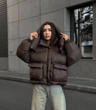Lena cropped quiltet pufferjakke