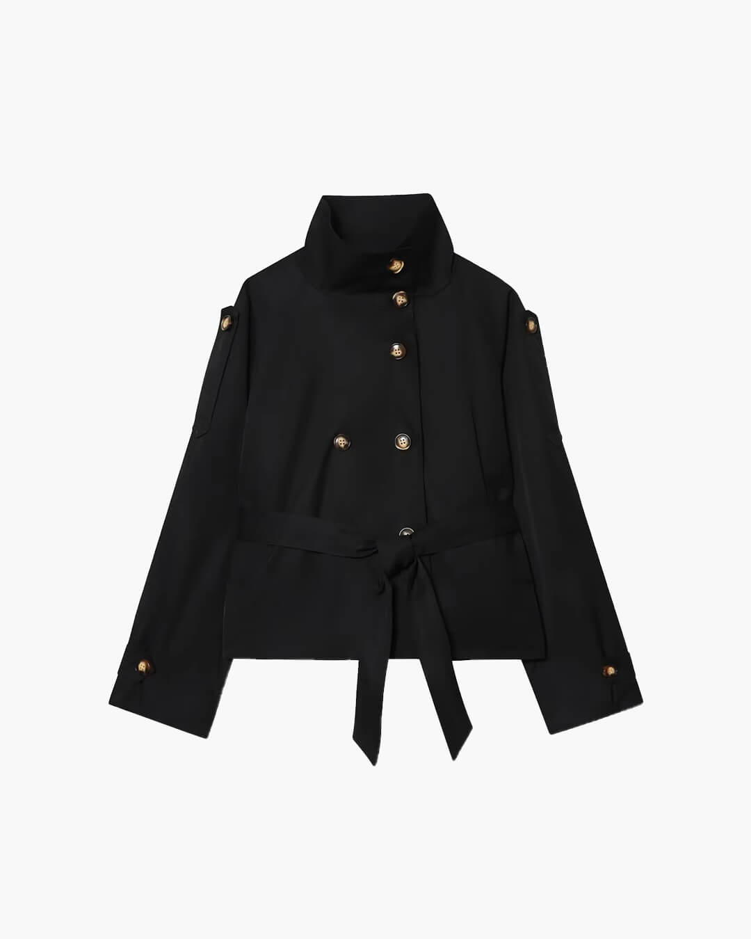 SOERA Sofie Cropped Trench Coat - Jackets - uW1761123527991660315 Black S