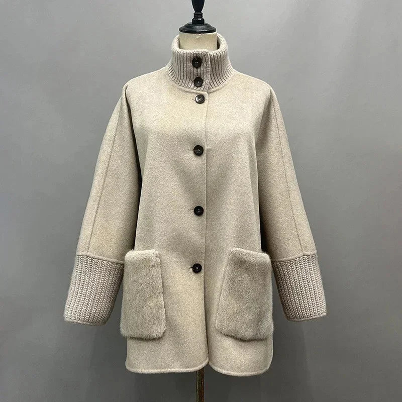 SOERA Terry Turtleneck Faux Fur Knit Coat - Jackets - 3256810016271253-;jR1764102178643223256 Brown M
