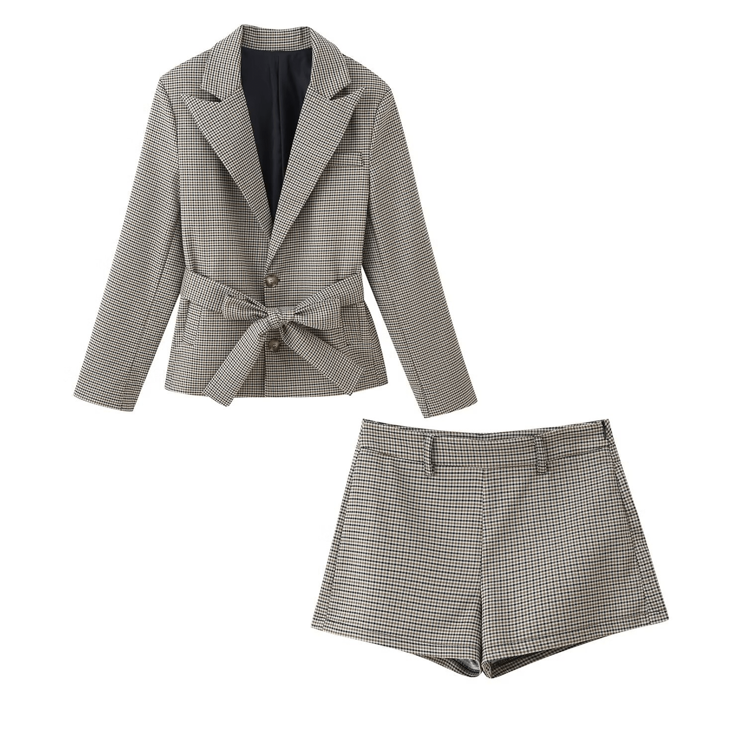 SOERA Emma Plaid Blazer Shorts Set - Matching Sets - SOERA-625667-PLA-S-59267 Plaid S