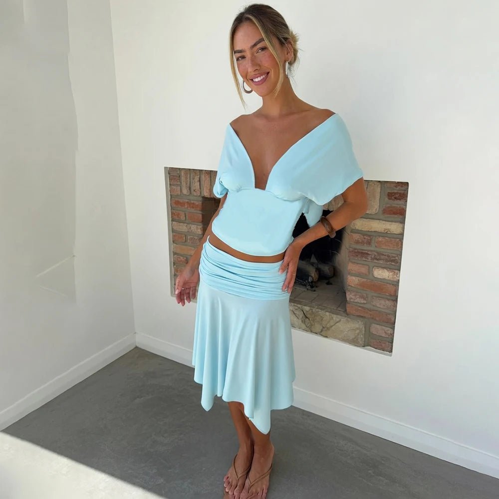 Jenna off-shoulder top og nederdel sæt