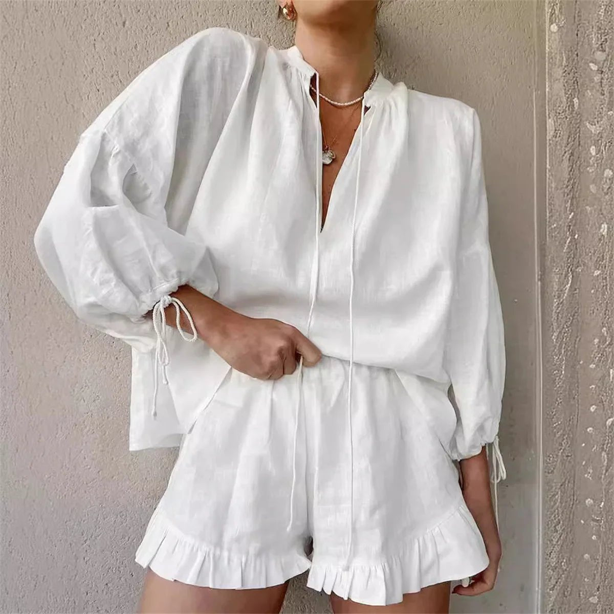 SOERA Sienna Ruffle Shorts Set - Matching Sets -  XS