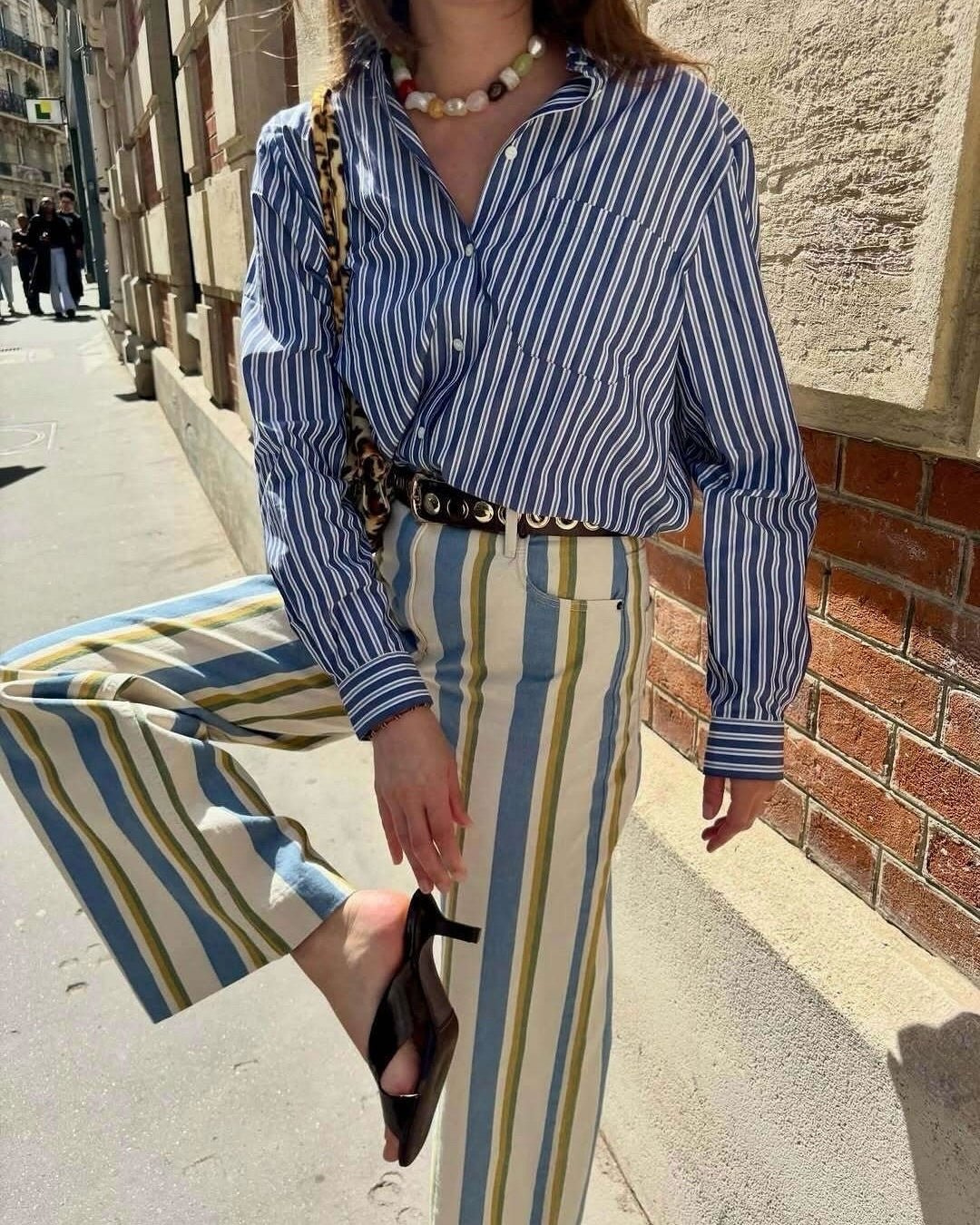 SOERA Aiwuna Low-Rise Striped Trousers - Pants - SOERA-226627-BLU-M-54659 Blue M