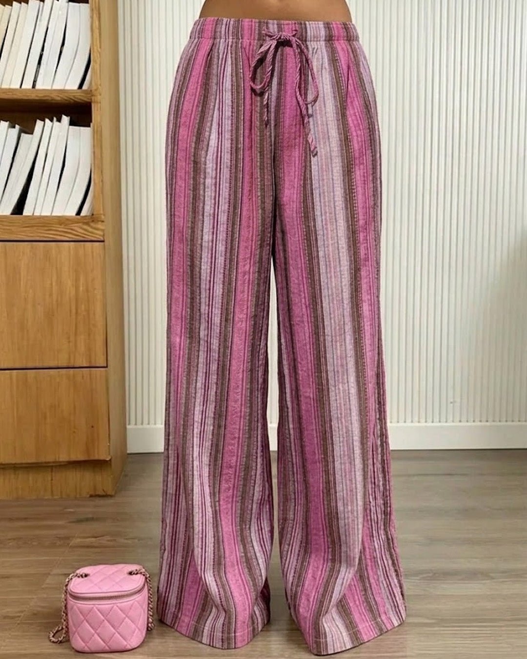 SOERA Emily Wide-Leg Striped Pants - Pants - SOERA-342851-PIN-XL-42179 Pink XL