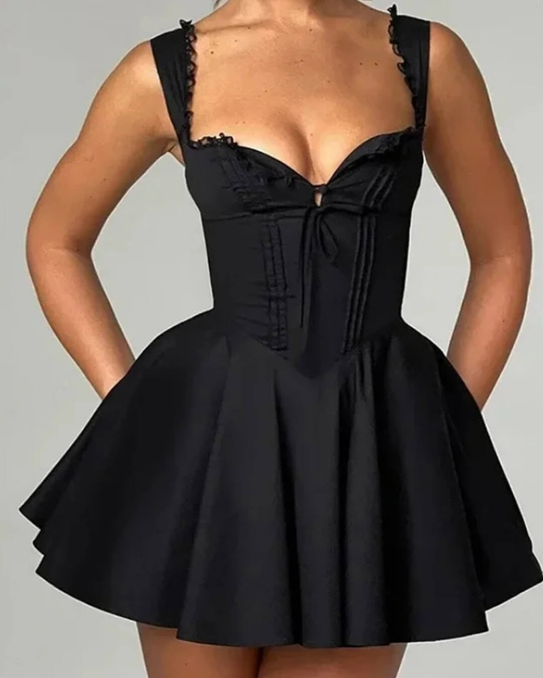 Rosa Lace-Up Back Mini Dress