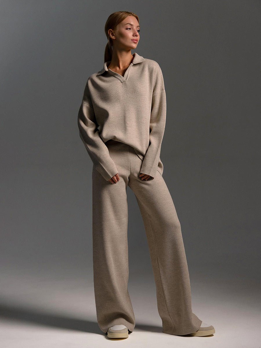 SOERA matching knit set styled as a complete look