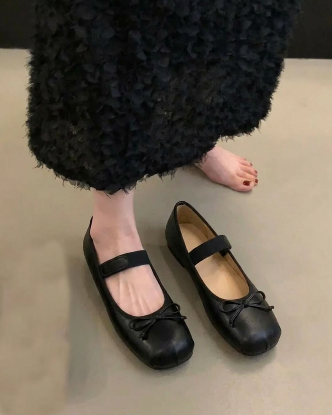 SOERA Angela Bowtie Leather Ballet Flats - Shoes - 1005006308783003-;CW1772045931427865688 36