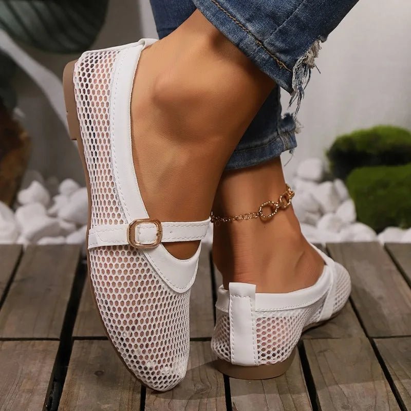 SOERA Hermione Mesh Mary Jane Ballet Flats - Shoes -  White 36