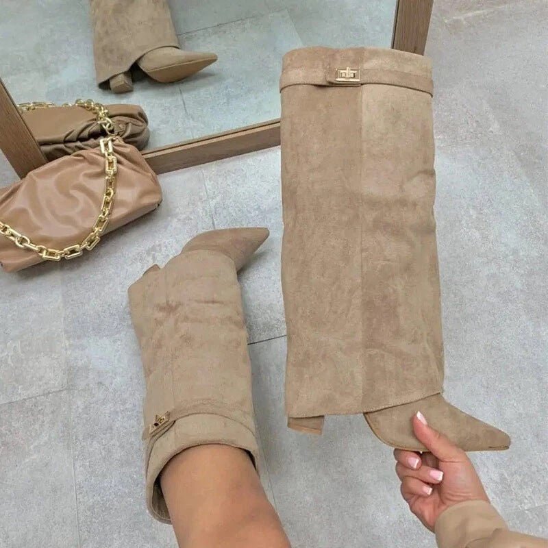 SOERA Monica Leather High Boots - Shoes - xF1758778450656034979 Beige Suede 35