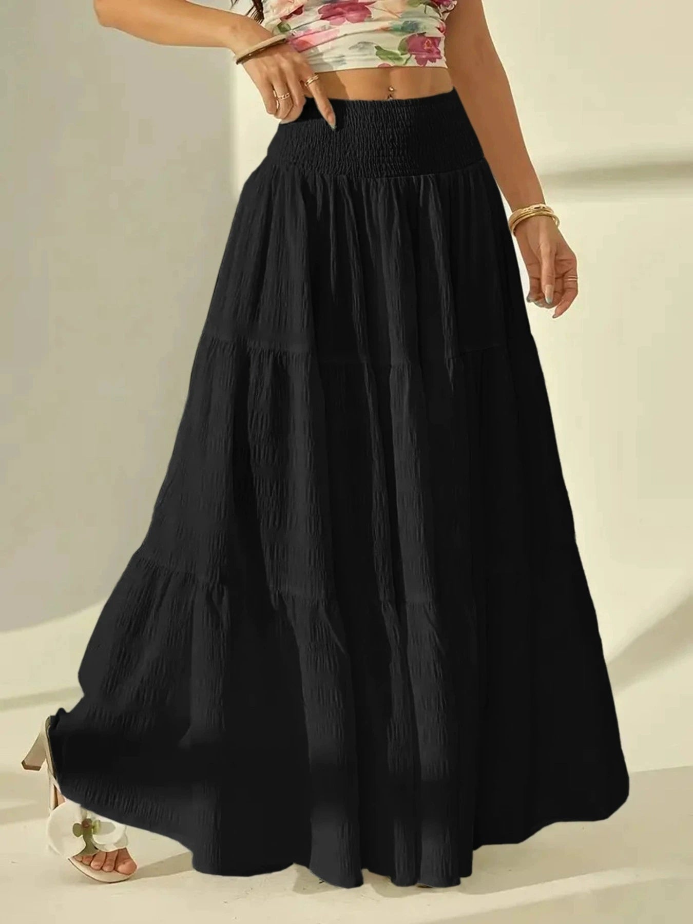 SOERA Celeste Layered Maxi Skirt - Skirt -  Black 2XL