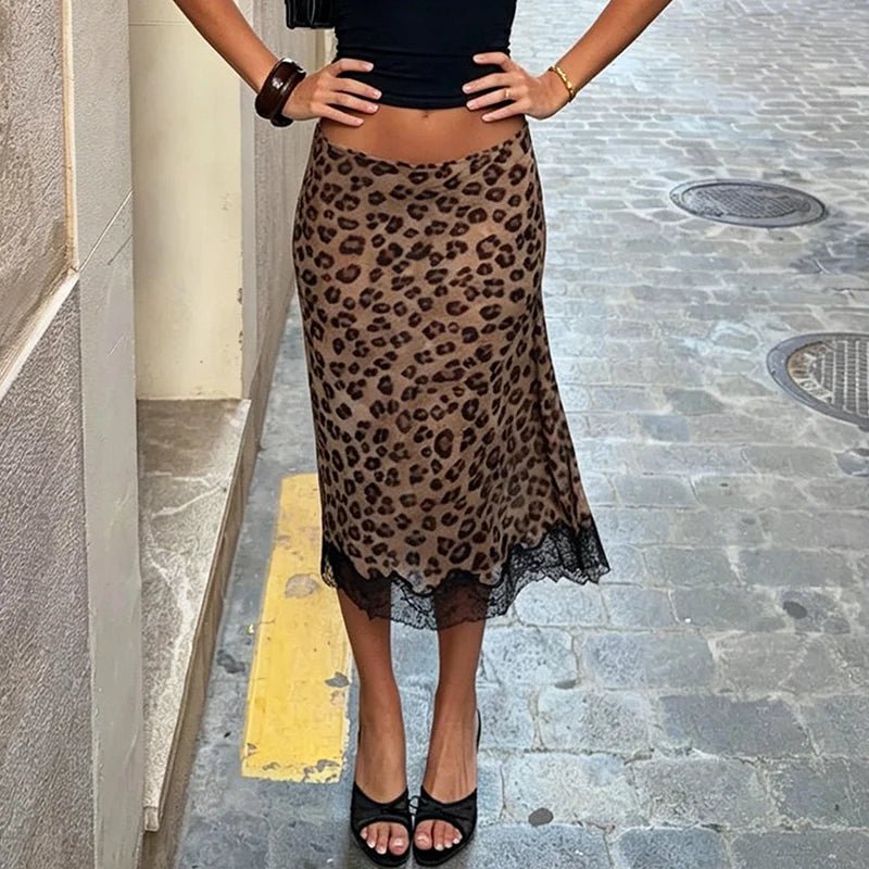 Vera Leopard Blonde midi nederdel