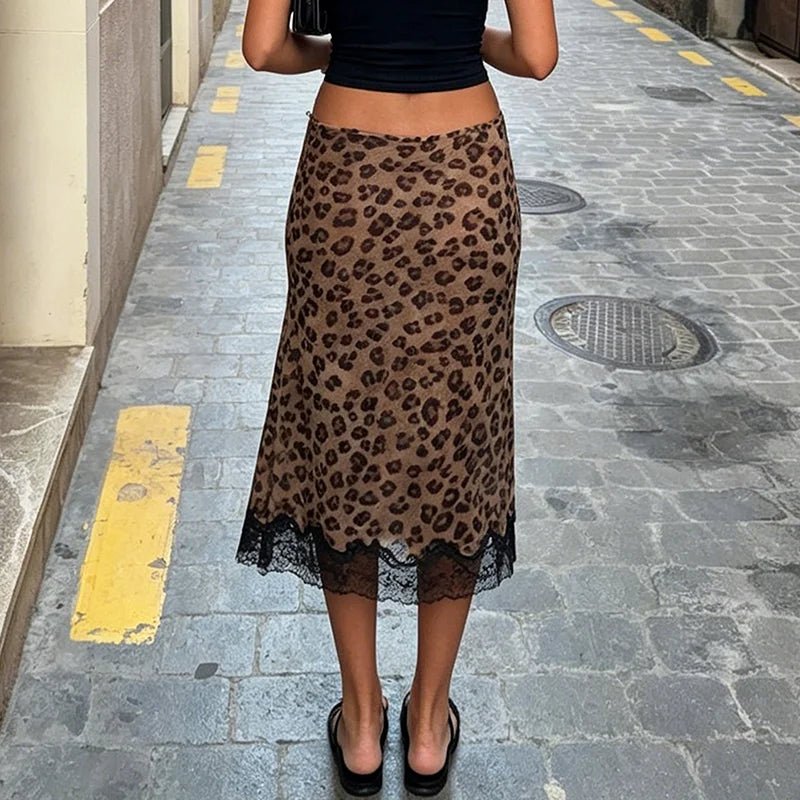 Vera Leopard Blonde midi nederdel