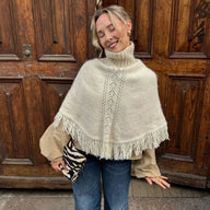 Emily Tasseled Turtleneck Knit Poncho