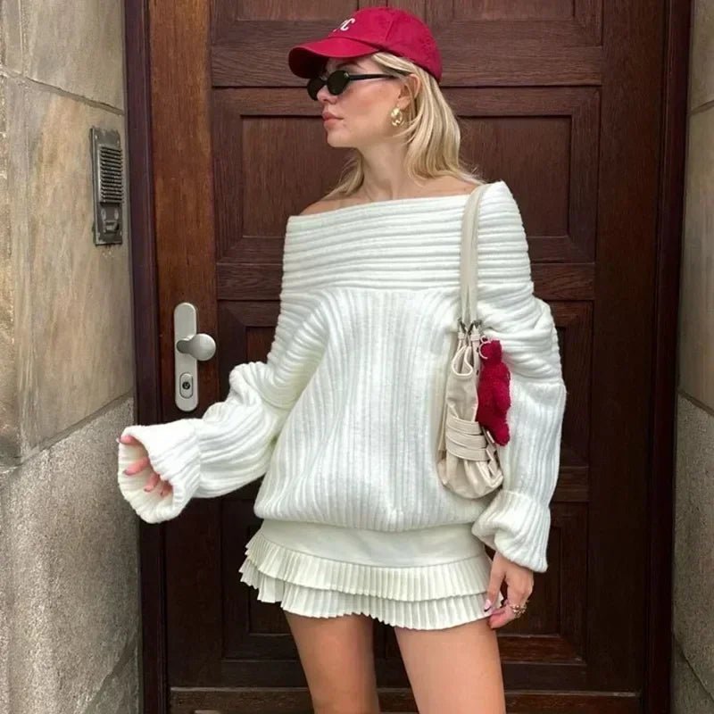 SOERA Maya Off - Shoulder Knit Sweater - Sweaters - FN1762772375814500276 White One Size