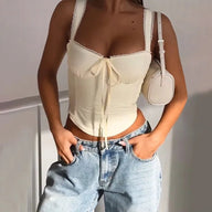 Celeste camitop med blondedetalje