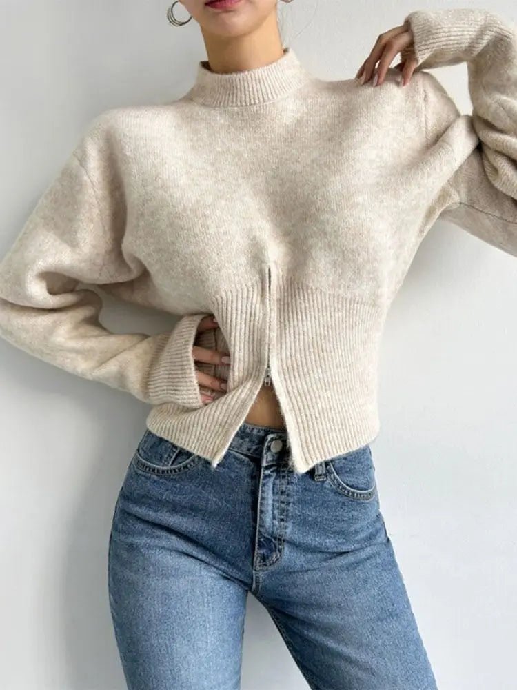SOERA Amara Slim Waist Pullover - Tops - 1005010053567470-;dn1764703454250084855 Beige L
