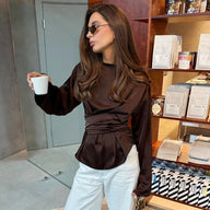 Penelope Bindebånd Satin Bluse