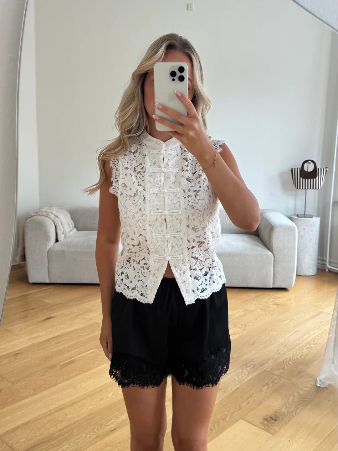 SOERA Bianca Mandarin Sleeveless Lace Top - Tops - SOERA-133123-M-WHITE-42019 White M