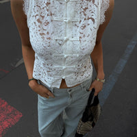 Bianca Mandarin Sleeveless Lace Top