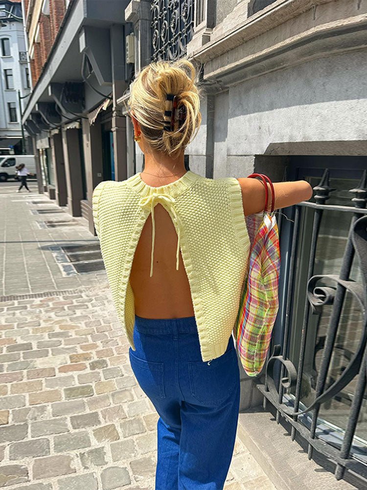 SOERA Iris Open - Back Knitted Sleeveless Top - Tops - AR1771188465069336017 S